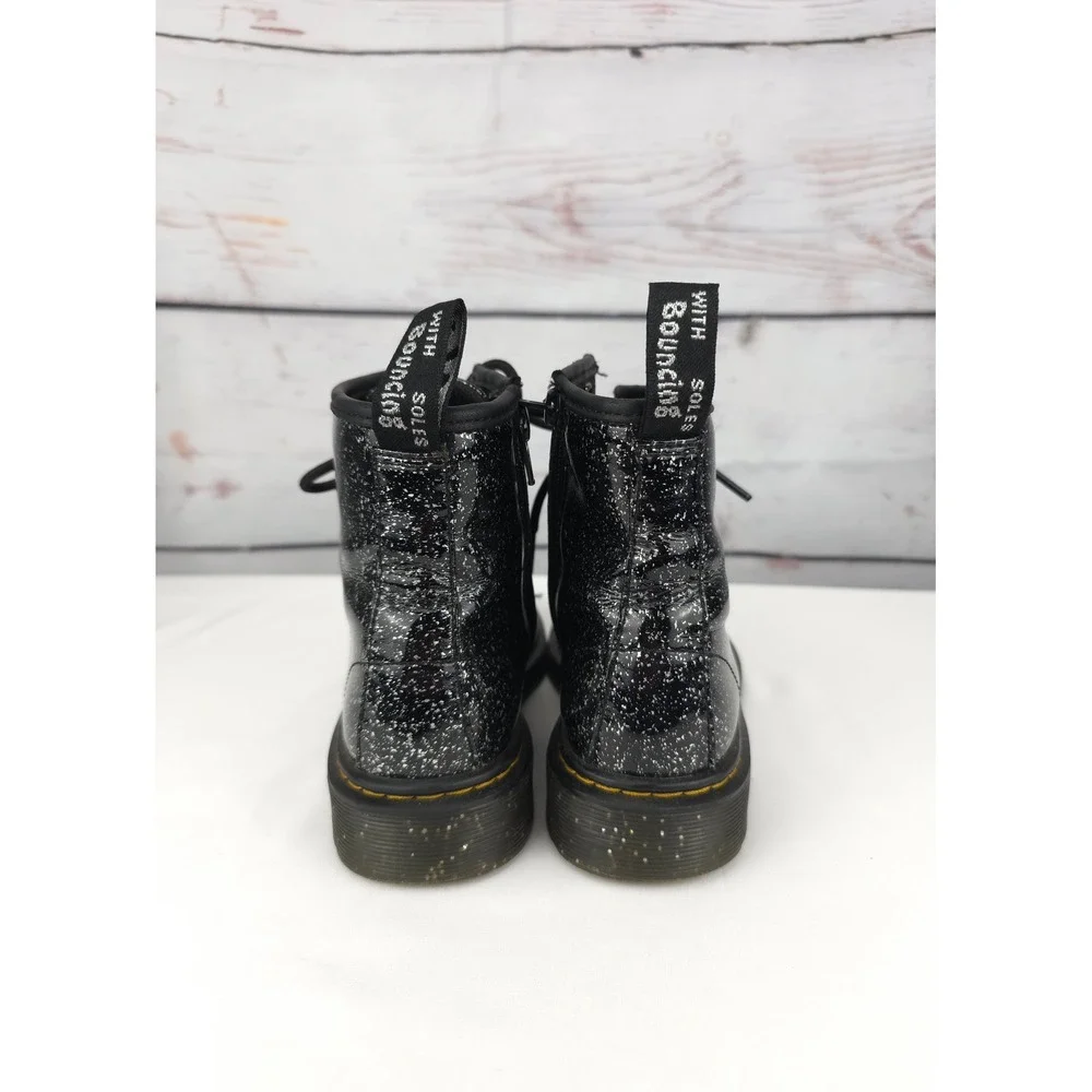 Kids Children's‎ Dr Martens Boots Cosmic Glitter Combat Lace Up Zip Youth Size 3